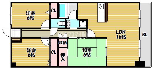 ブランチ913(3LDK/6階)の間取り写真