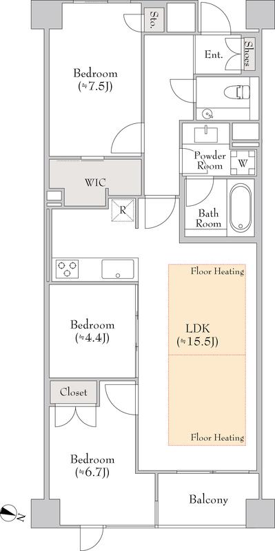 DASH LIVING AOYAMA ダッシュリビング青山(3LDK/3階)の間取り写真