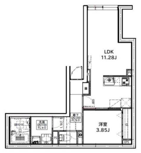 CREAL新富町(1LDK/1階)の間取り写真