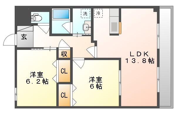 AZA才ノ免(2LDK/2階)の間取り写真