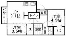 プレジャーライフYUZU(2LDK/3階)の間取り写真
