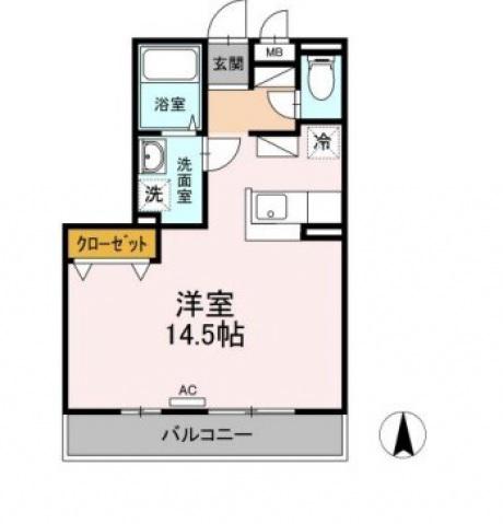 エステートA(ワンルーム/3階)の間取り写真