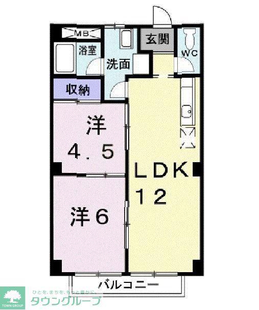 パルネット山口(2LDK/2階)の間取り写真