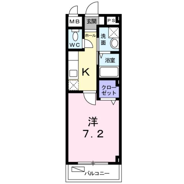 ヌウボー塩小路(1K/2階)の間取り写真