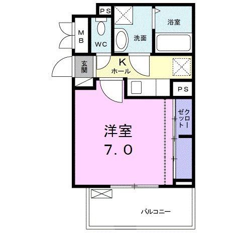 アベニール B(1K/3階)の間取り写真