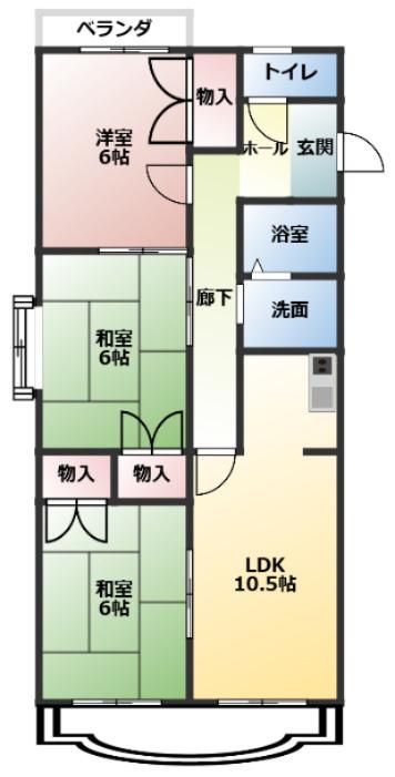 サンハイツ白山(3LDK/1階)の間取り写真