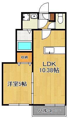 ブレッザ遠賀野C棟(1LDK/1階)の間取り写真