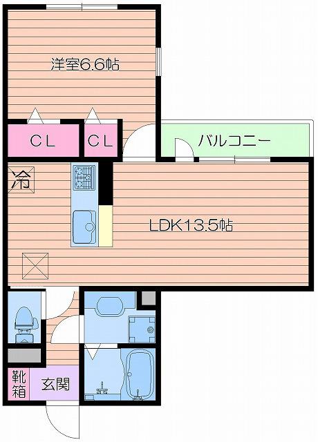 キャトルセゾン(1LDK/3階)の間取り写真