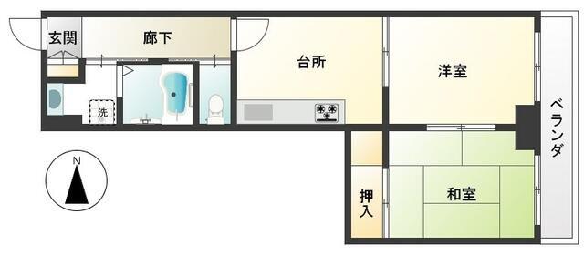 亀戸天神前スカイマンション(2DK/7階)の間取り写真