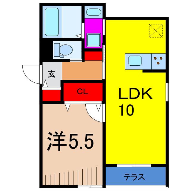 REGULUS六町(1LDK/1階)の間取り写真