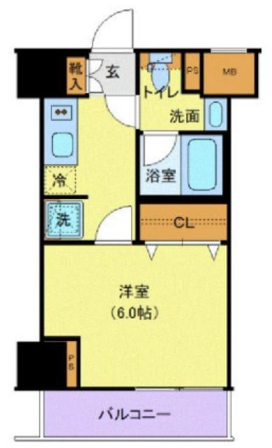 LOG横浜鶴見(1K/4階)の間取り写真