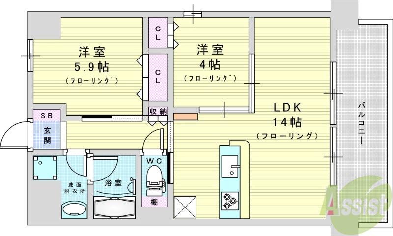 アイリトルノ(2LDK/6階)の間取り写真