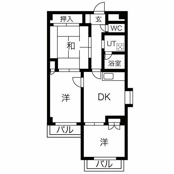 シャトーハピネス(3DK/4階)の間取り写真