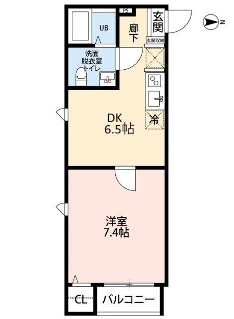 SENO狭山(1DK/2階)の間取り写真
