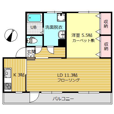 MIDハイツ駒見(1LDK/2階)の間取り写真
