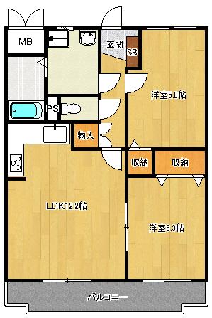 エルグランディA・RA(2LDK/3階)の間取り写真