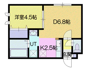 クローバー(1LDK/1階)の間取り写真
