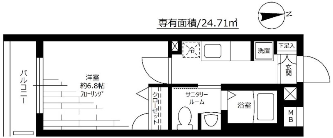 アルテールA棟(1K/2階)の間取り写真