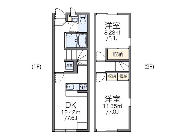 レオパレスラルーナB(2DK/1階)の間取り写真