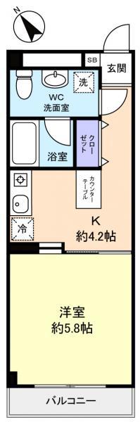 コンフォート吉野(1K/2階)の間取り写真