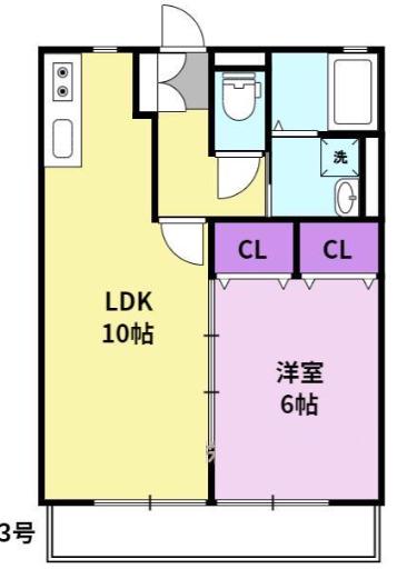カーザミアII(1LDK/2階)の間取り写真