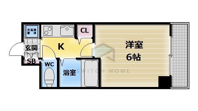 グランデージ新深江(1K/5階)の間取り写真