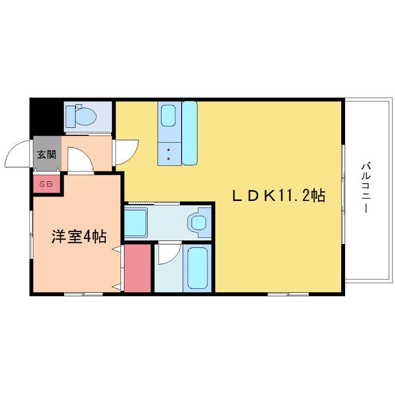 CITY SPIRE西中島(1LDK/6階)の間取り写真