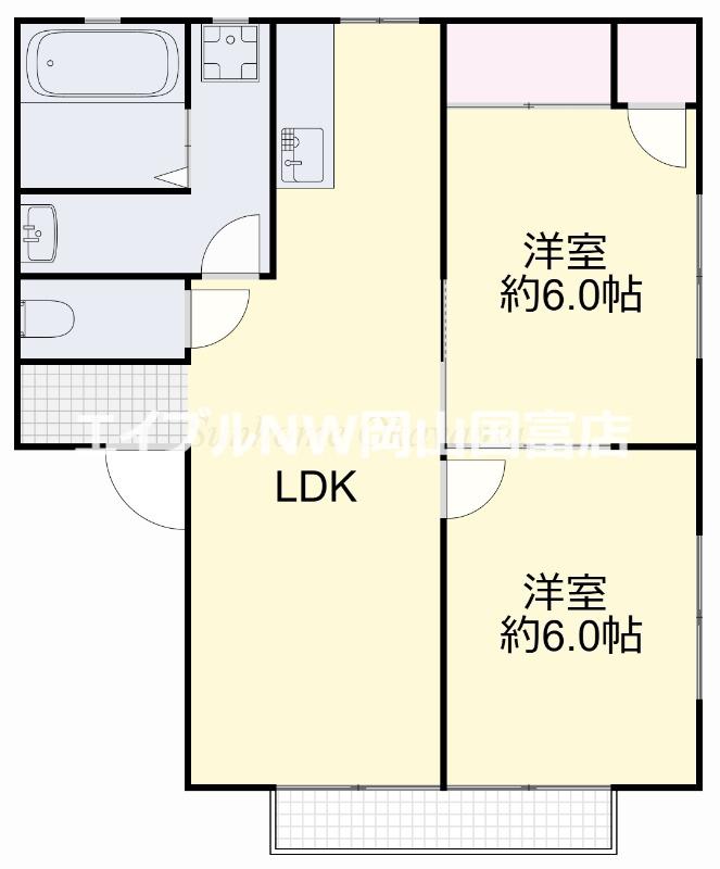 コーポ小野田(2LDK/2階)の間取り写真