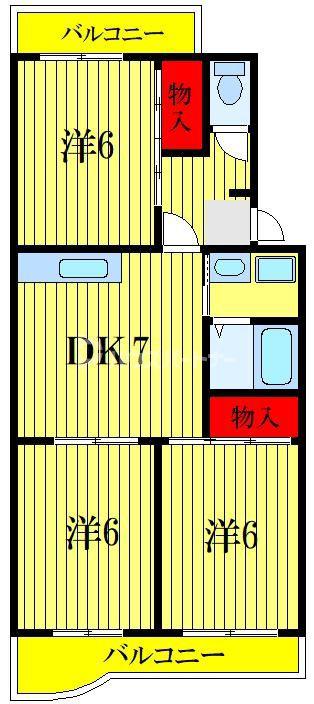 エアリーハイツ1ST(3DK/2階)の間取り写真