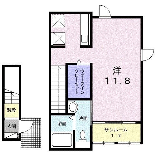 ラ・ルーチェ(ワンルーム/2階)の間取り写真