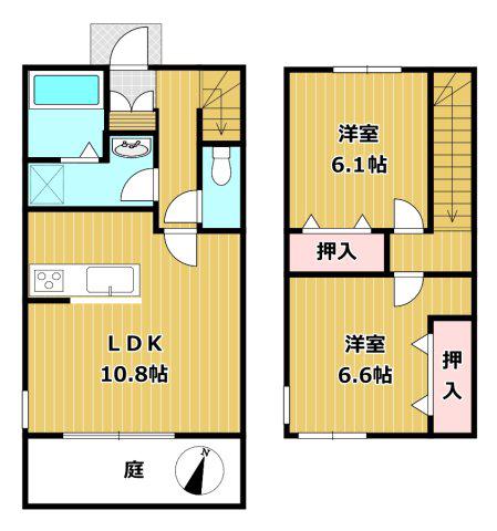 カーサ八女(2LDK/1階)の間取り写真
