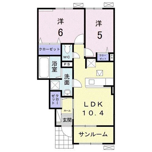アーク A(2LDK/1階)の間取り写真