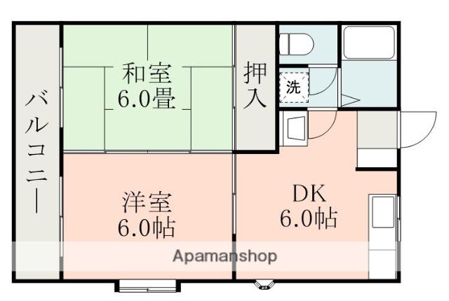 アクール(2DK/2階)の間取り写真