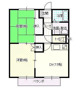 ドエル708(2DK/1階)の間取り写真