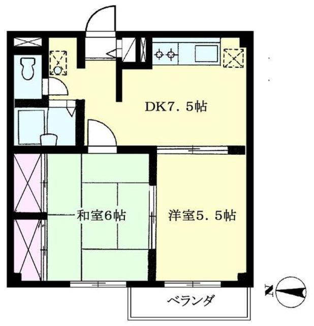 エステート峰(2DK/2階)の間取り写真