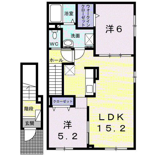 滝川市新町1丁目2LDKアパート(2LDK/2階)の間取り写真