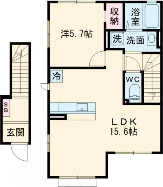 ル・ボナー高浜(1LDK/2階)の間取り写真