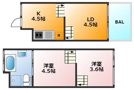 ミッドスクエアナンバ(2LDK/9階)の間取り写真