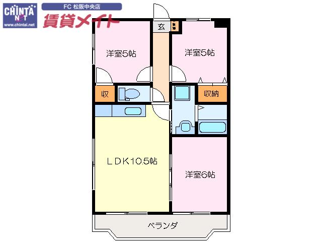 ホーテンシア・N(3LDK/2階)の間取り写真