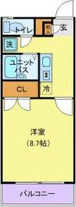 アムール厚木(1K/2階)の間取り写真
