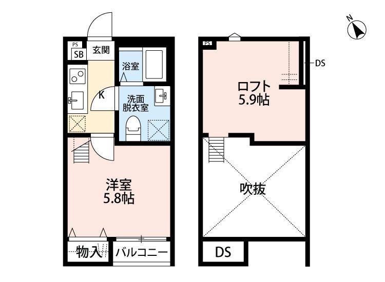 KAHALE東大宮(1K/2階)の間取り写真