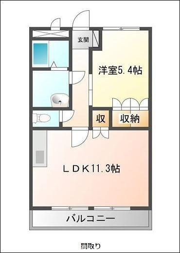 プランドール弐番館(1LDK/2階)の間取り写真
