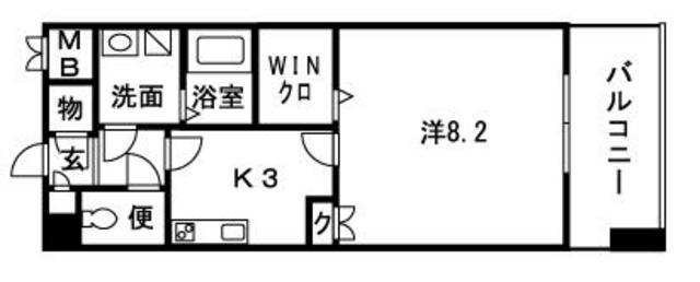 シエル薬院(1K/8階)の間取り写真
