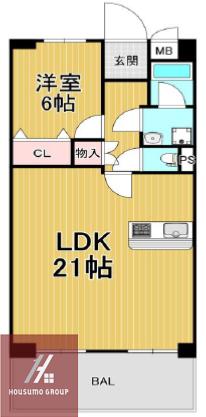 ヴィラ桃山台(1LDK/2階)の間取り写真