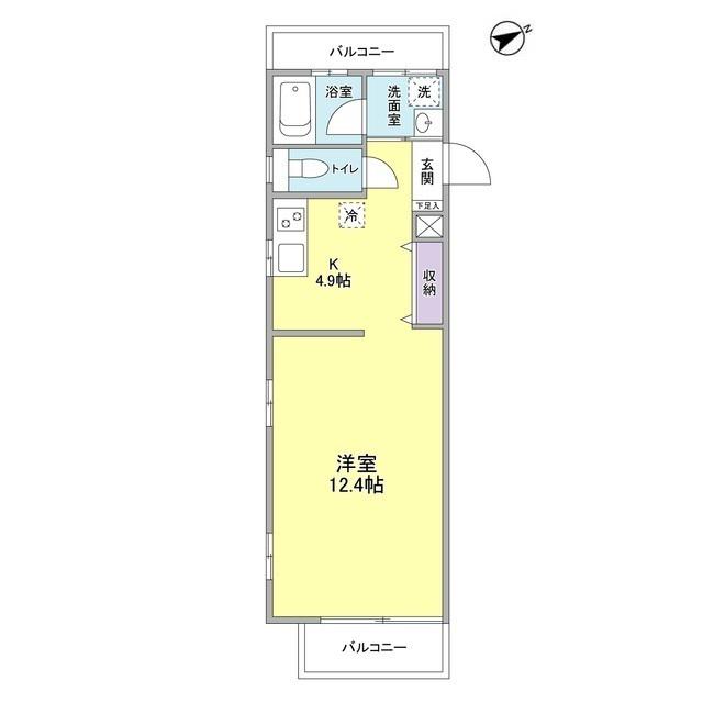 VERDE PATIO(1K/4階)の間取り写真
