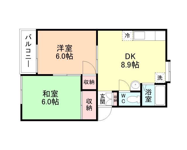 コーポマウントビューD(2DK/1階)の間取り写真