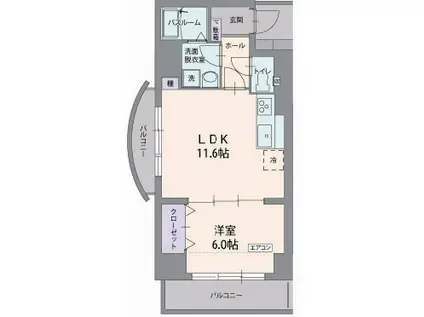 ソレイユ北田町(1LDK/2階)の間取り写真