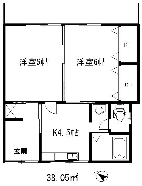 南ハウス(2K/2階)の間取り写真