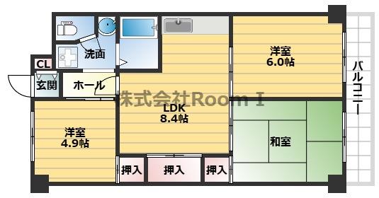 ヒルブリッジヒルNO2(3LDK/4階)の間取り写真