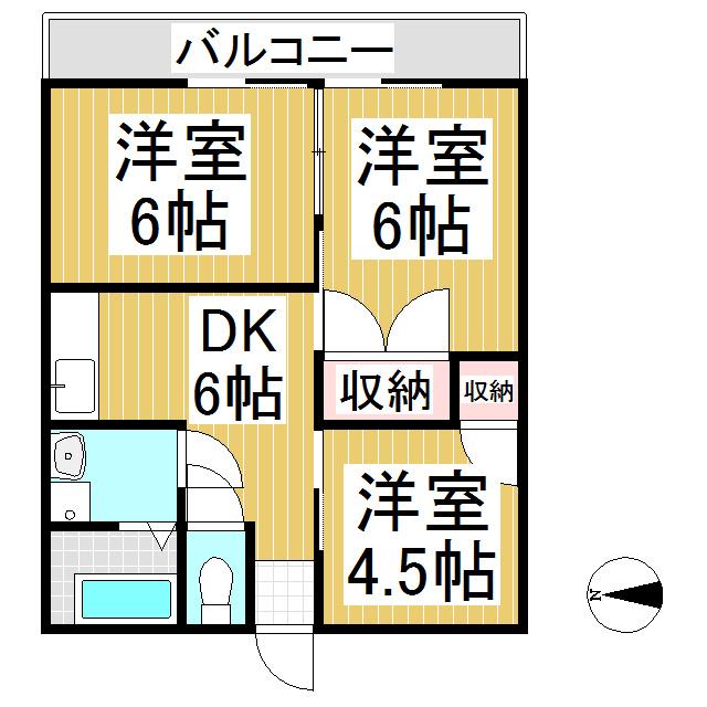 キャッスル中之条(3DK/3階)の間取り写真